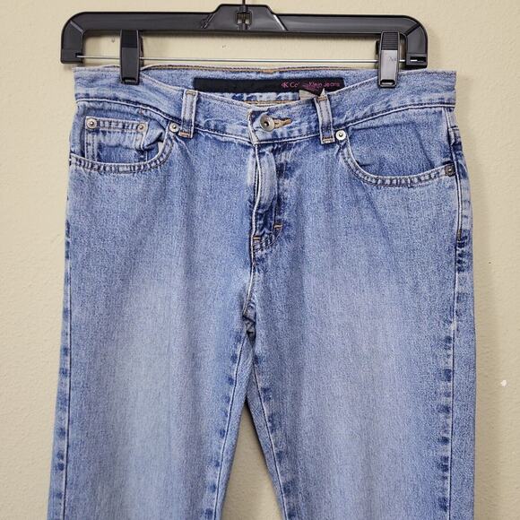 Calvin Klein Womens Blue Sandblast Light Wash Raw Hem Denim Flare Jeans Size 3 - Picture 3 of 10
